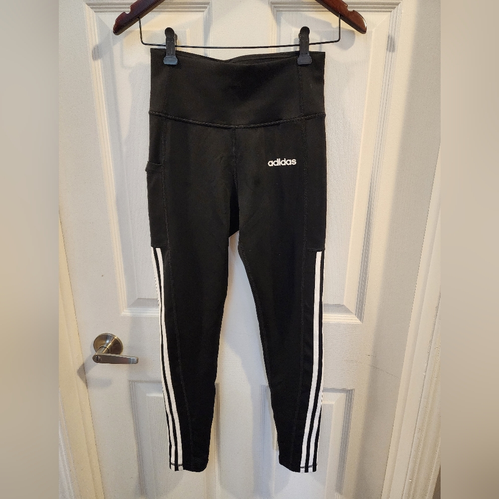 Adidas Black Track Pants with White Stripes